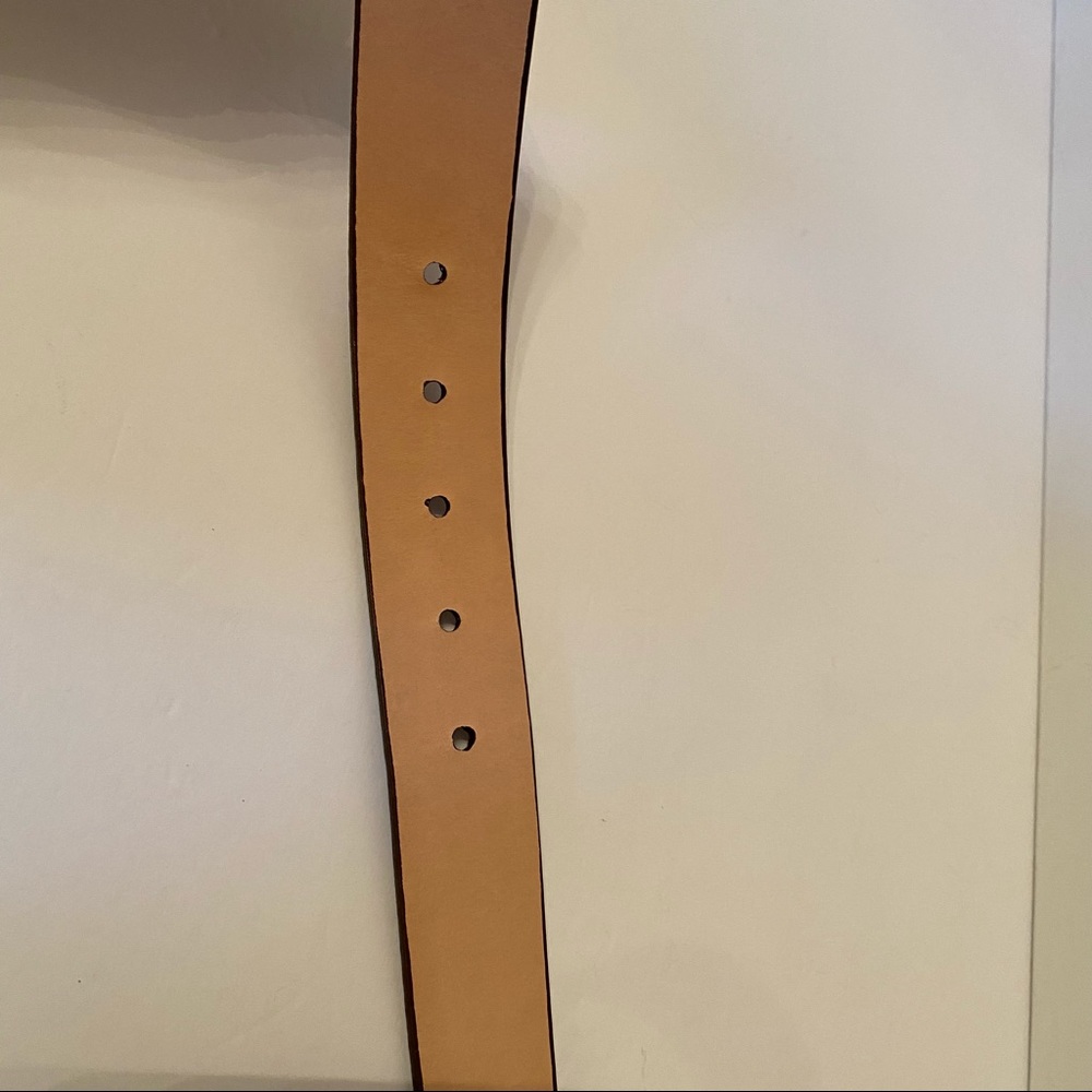 BRAVE LEATHER NEW BELT BROWN CREAM EMBOSSED LEATHER SNAKESKIN LOOK CANADA Size S - Picture 12 of 13
